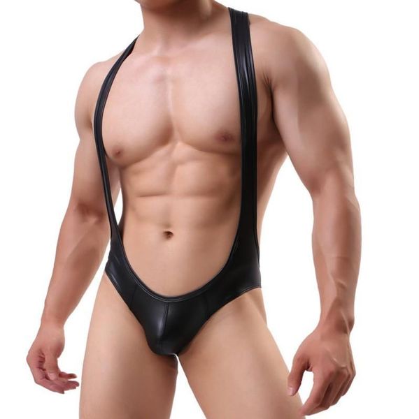 Body Shapers da uomo in ecopelle Body da uomo Shapewear Sexy Shaper Suit Cintura dimagrante Slip da uomo Bodywear Wresting Singlet Club Lingerie We