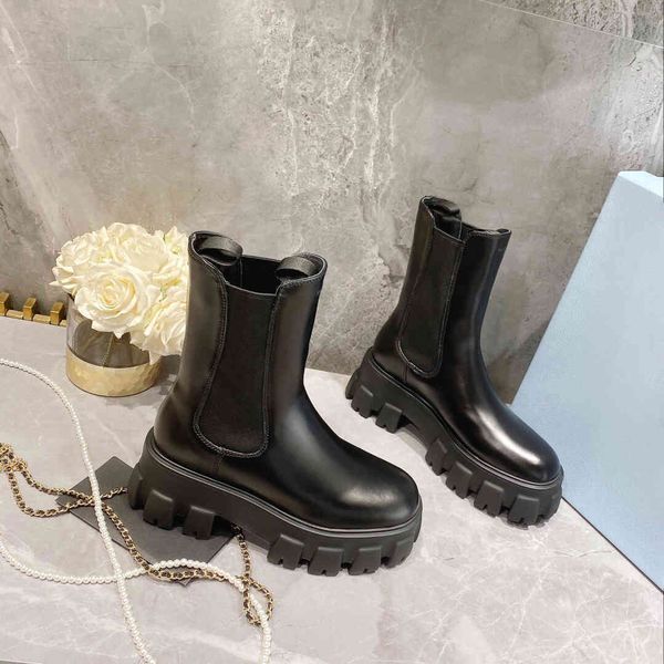 

brand designer women laureate boots rois martin platform ankle boot leather pointed womens shoes heels luxury winter thick bottom mid-length, Black