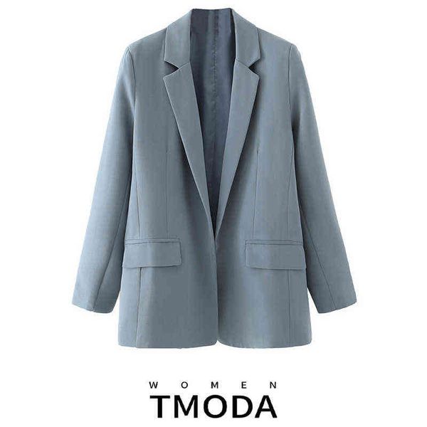 

suit t moda 2022 womens blue blazer jacket casual solid color doublebreasted po, White;black