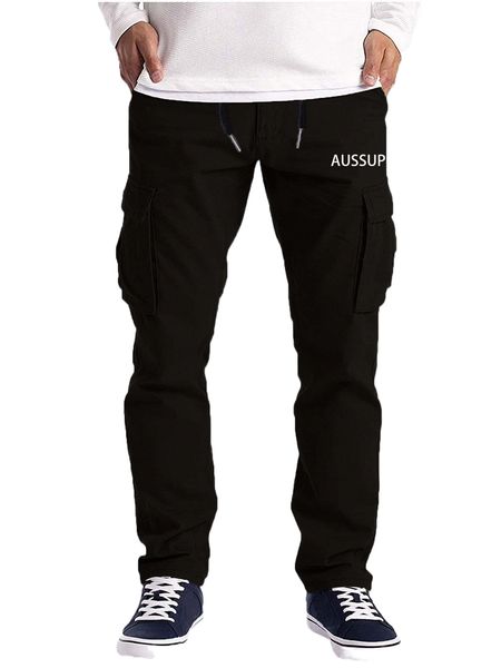 

men letter graphic flap pocket side drawstring waist cargo pants y187#, Black