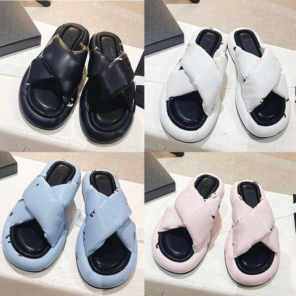 

latest women slippers designer sandals cross leather strap slipper thick sole slides fashion ladies rubber mules summer beach flip flops, Black
