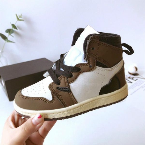 

infant baby boy toddler kids jumpman 1 high og basketball shoes designer toddler baskets enfants sneakers trainers263s, Black