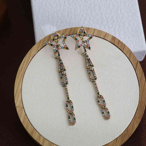 

85% off factory clearance family earrings for women new star color diamond style tassel earrings14, Golden