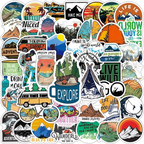 Neue wasserdichte 10/50/100PCS Outdoor Explore Mountain Climbing Aufkleber Laptop Gitarre Gepäck Graffiti Aufkleber Aufkleber Kid Classic Toys Autoaufkleber