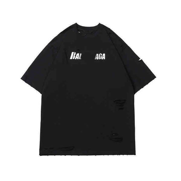 

designer luxury spring and summer balencaiagas classic the letter printed t shirt fashion mens and womens couples loose crew neck tee xs, White;black