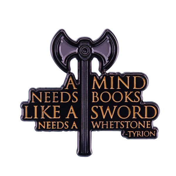 

a mind needs books enamel pin inspired brooch, Blue