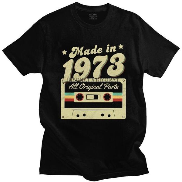 Мужские футболки винтаж, сделанный в футболке 1973 года для мужчин мягкая хлопчатобумажная футболка графическая футболка с короткими рукавами 48-й день рождения.