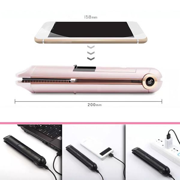 

cordless mini hair straightener curler hair fast warm-up thermal hair flat iron straightener cordless curler home hairdressing p