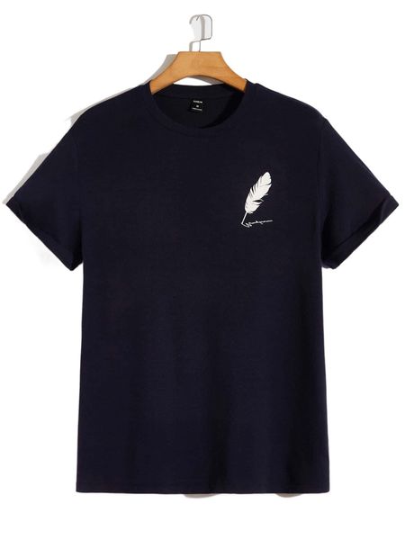 

men graphic print crew neck tee d9zb#, White;black