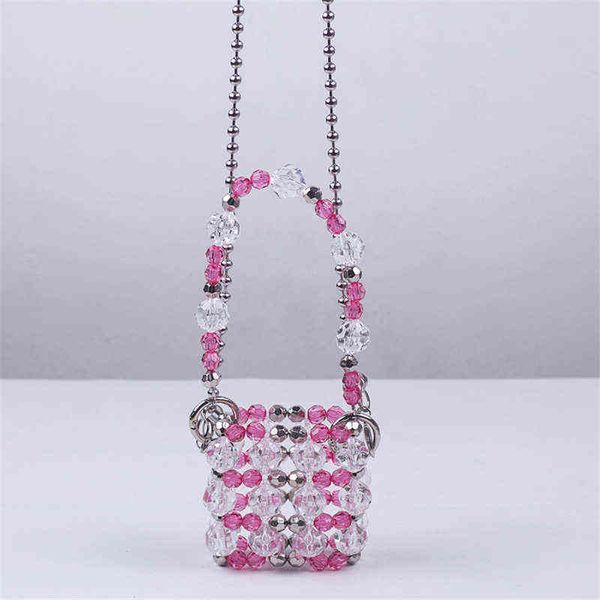 

summer new mini hand-woven pearl bag for women luxury design handmade headphone handbag evening party lipstick messenger bag