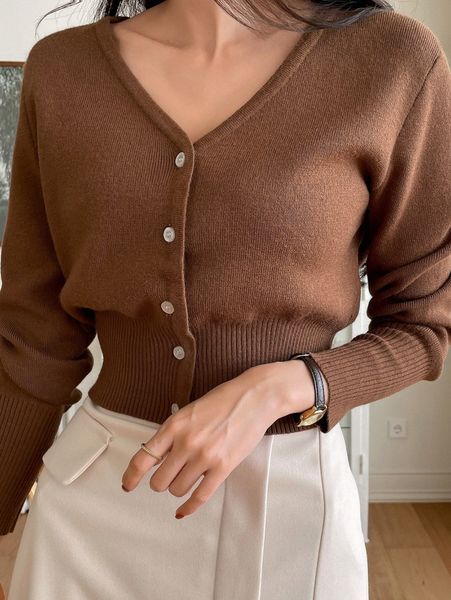 

dazy drop shoulder ribbed knit cardigan 84za#, White;black