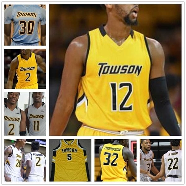 Maglia da basket Sj98 Towson Tigers NCAA College 23 Brian Fobbs 2 Allen Betrand 20 Nakye Sanders 10 Jason Gibson Juwan Grey Gary Neal