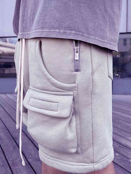 

men's fashion trend new personality casual brand shorts wholesale multi pocket functional drawstring hip beach, White;black