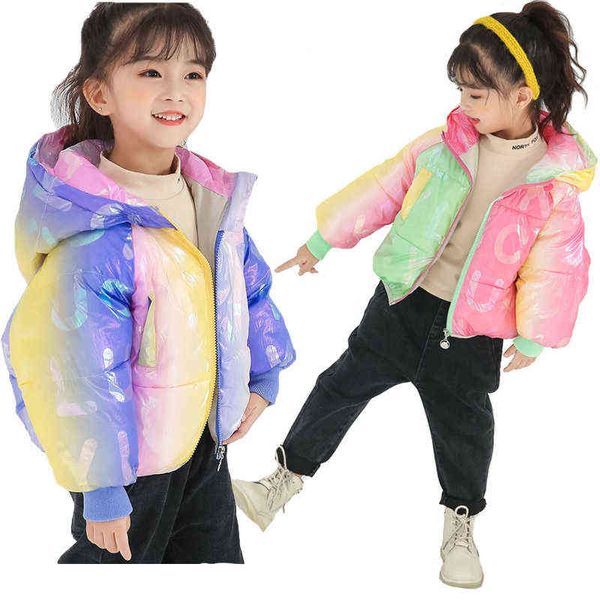 Giacca invernale calda per ragazze da 1-7 anni Cappotto spesso in stile colorato a 3 colori per vestiti regalo di compleanno per bambini e ragazzi J220718