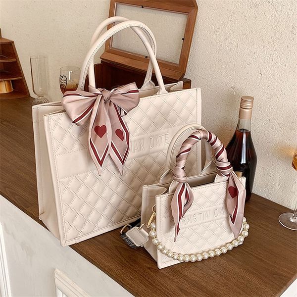 

factory online sales shangpin 2022 new style simple pearl embroidery thread tote shopping portable one shoulder fashionable women's bag