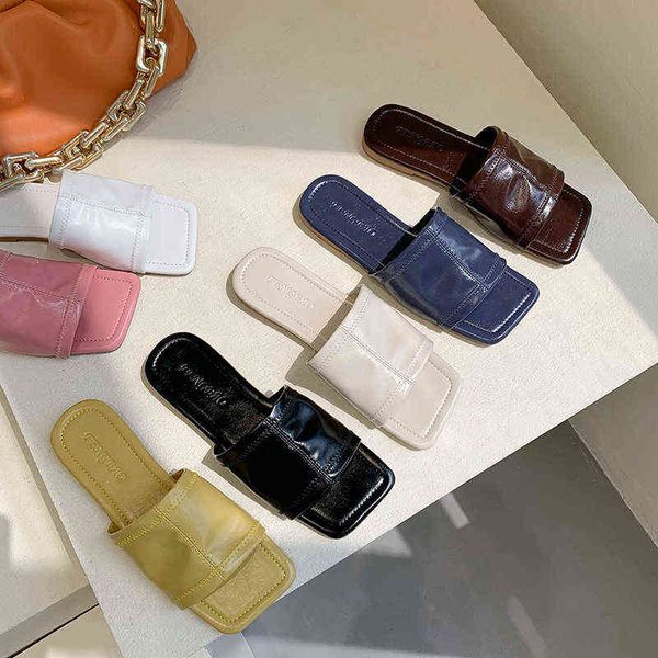 

slipper bailamo women summer square nose female casual brief on outdoor shoe ladie slide woman flat beach sandal 220622, Black