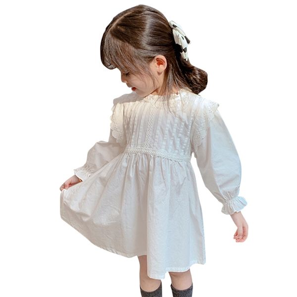 

toddler girls white dress solid color girl child dress lace floral children dress spring autumn kids costume 210412, Red;yellow