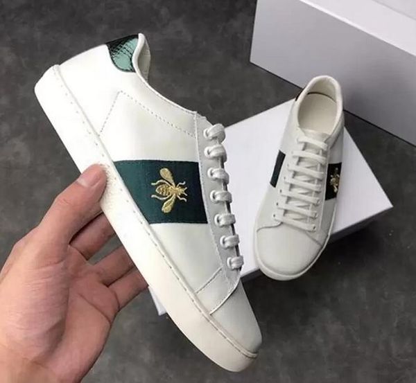 

gguccil brand designer women's casual shoes luxury flat-bottomed cowhide striped bee shoes tiger snake embroidery fashion walking men&#, Black