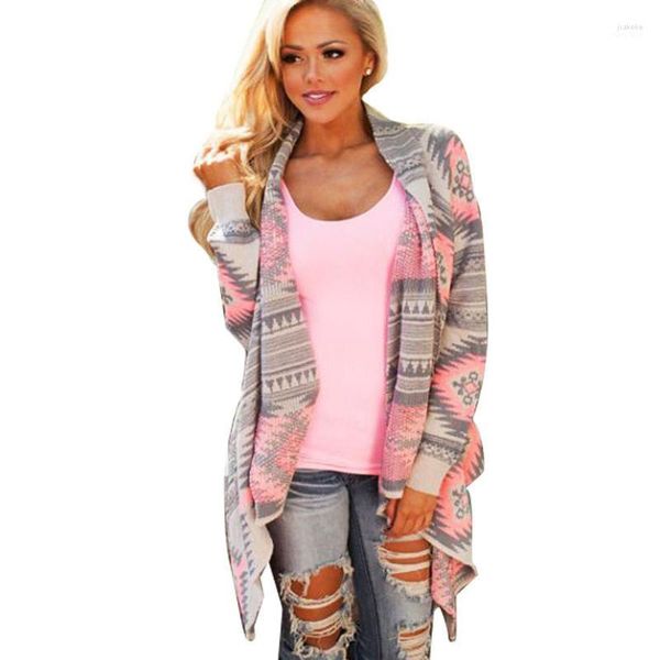 Camisolas femininas por atacado-2022 femme knitwea outono inverno rosa encolher os ombros cardigan poncho para mulheres cair no cardigan de malha longa assimétrica