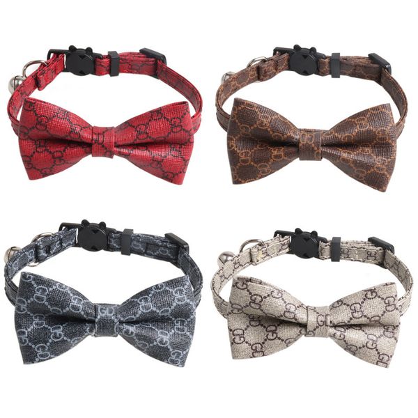 

dog collars new pet collar presbyopia cat bow pu material with bell