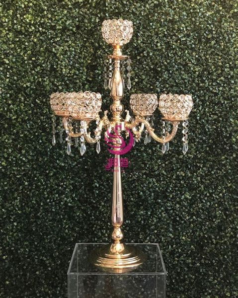 

75cm tall glass candle stand crystal ball stick 5 heads centerpieces for wedding table centerpieces decoration