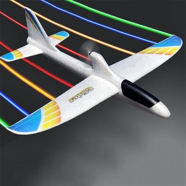 

airplanes luminous usb charging electric hand throwing glider soft foam coloured lights diy model toy for children gift 0 211102241s