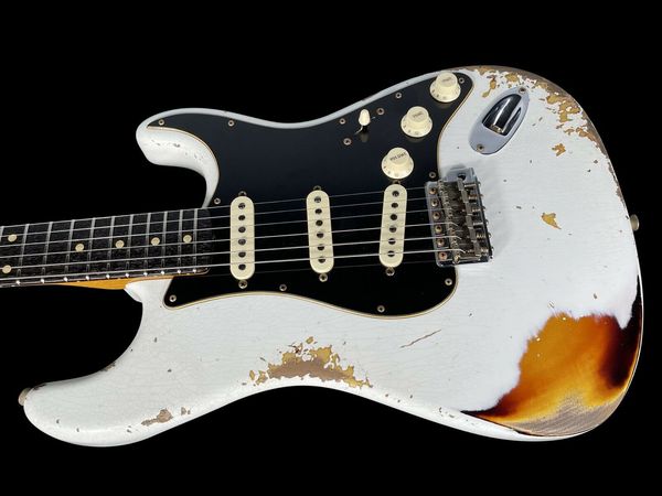 

2022 st 1960 dual mag ii custom shop heavy relic oly white/3tsb electric guitar