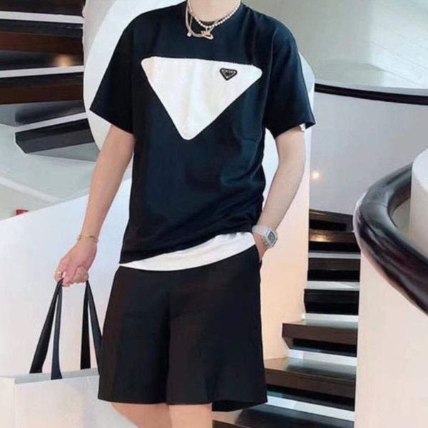 

t designers mens shirts triangle label letters brand p man womens t-shirt paris fashion tees street short sleeve luxury tshirts aywr, White;black