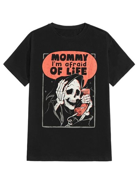 

romwe x eduely guys skeleton print tee h3wz#, White;black