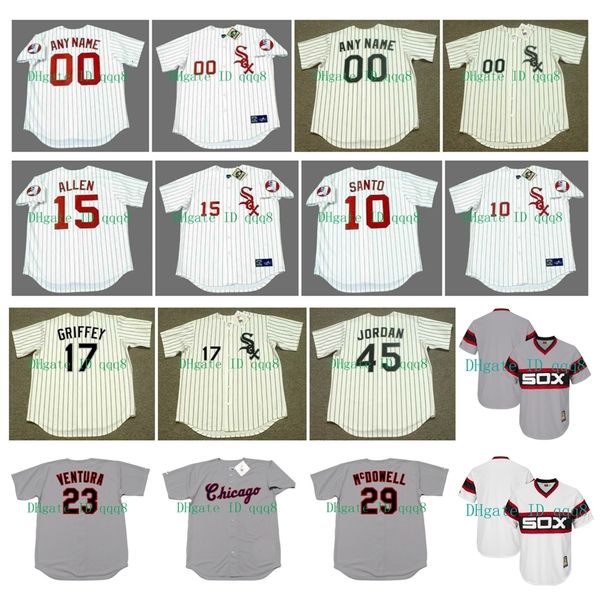 NA85 Jersey Vintage Ken Griffey Jr. Bo Jackson Paul Konerko Richie Allen Ron Santo Wilbur Wilbur Frank Thomas Mark Buehrle Retro Baseball