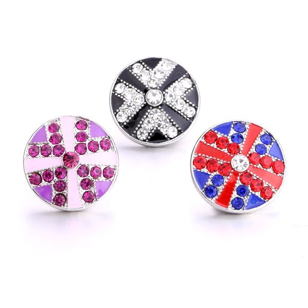 

black red white pink crystal snap button jewelry components silver 18mm metal snaps buttons fit bracelet bangle noosa, Blue;slivery