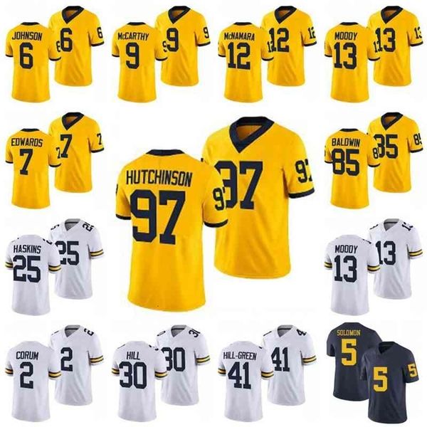 

a001 2021-22 michigan wolverines jersey j.j. mccarthy josh ross aubrey solomon jake donovan edwards blake daylen baldwin hutchinson, Black