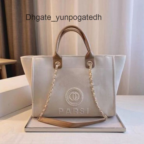 

luxury fashion canvas evening bags brand ch handbags pearl beach bag designers female portable high-capacity classic trend women big handbag, Black;red