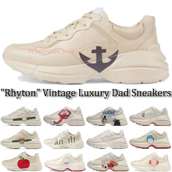 

new rhyton dad designer sneaker casual shoes 620185 99wf0 4371 vintage couple shoes 35-45, Black