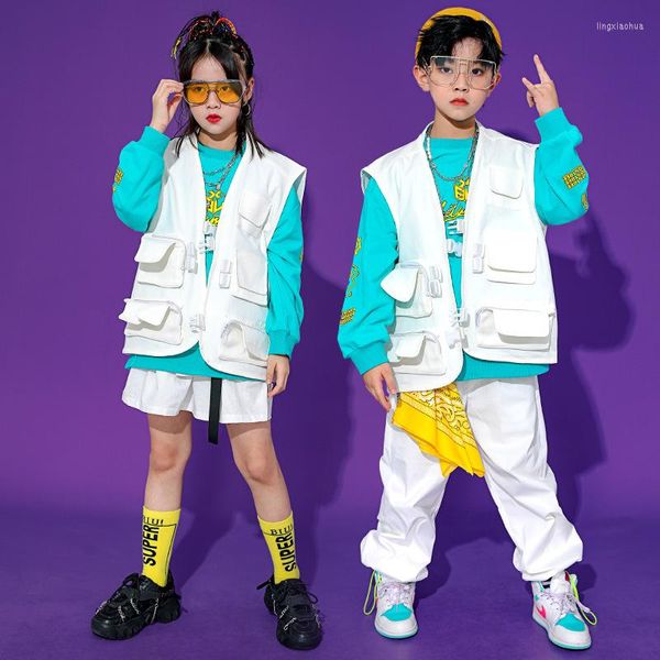 Set di abbigliamento per bambini giacca da maglione hip hop top pantaloncini da carico tattici per ragazze danza costume vestiti di abbigliamento da abbigliamento