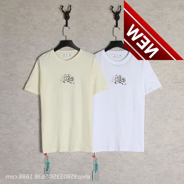 

22ss summer new off ow3d three-dimensional graffiti arrow print t-shirt men's and women's large short sleeves, White;black