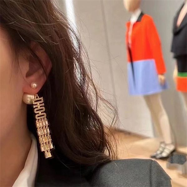 

fashion jewelry online pearl letter square diamond earrings fashion trend temperament high sense female accessories, Golden