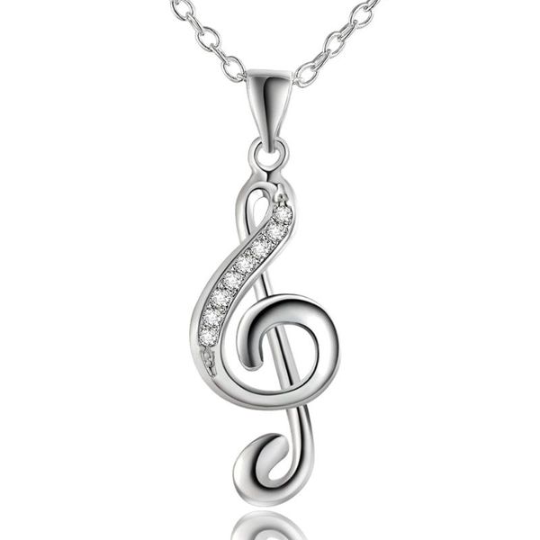 

pendant necklaces silver jewelry girls favorite gifts fashion creative lovely inlaid stone music notation necklace ln011 kinsle