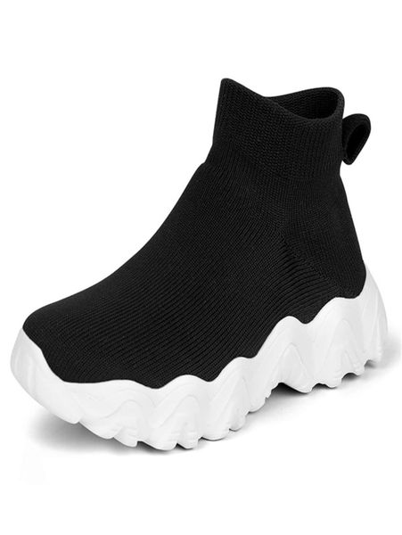 

kids knit detail sock sneakers she, Black