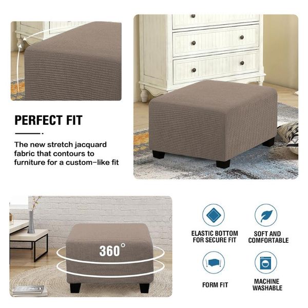 Stuhlhussen Fleece Ottoman Schonbezug Möbelschutz Elastischer quadratischer Fußhockerbezug Abnehmbarer Sofa-Fußstütze HockerbezugStuhl