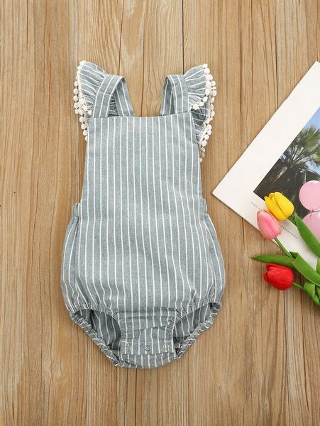 

baby girl's striped ruffle bodysuit she01, Blue