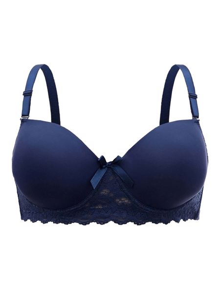 

plus contrast lace underwire bra p5t9#, Black;white