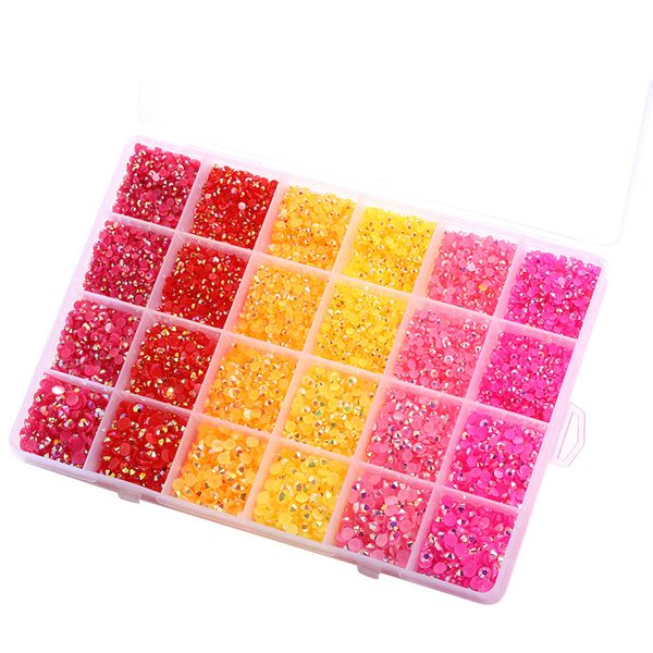 

yantuo bling 24 grid jelly ab resin non fix rhinestones flatback for nails, Black