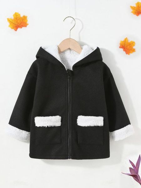 

toddler boys drop shoulder teddy lined hooded overcoat she, Blue;gray