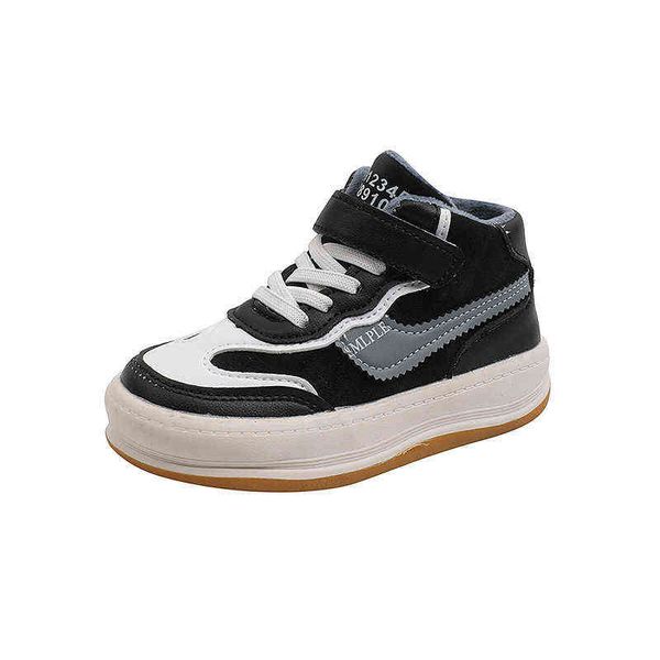 CNFSNJ Sapatos infantis Inverno Autumn Plush impermeável Meninos e meninas Esportes de lazer brancos Sapatos de trilha de corrida 22-37 G220517