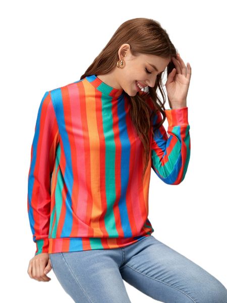 

x sheree toh mock neck striped pattern sweater a5zu#, White;black