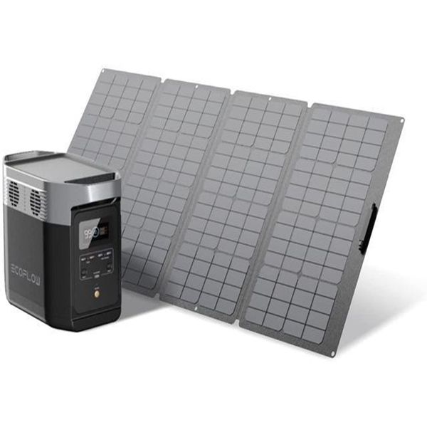

solar generator delta 1260wh with 160w solar panel 6 x 1800w ac outlets portable power station for outdoors camping