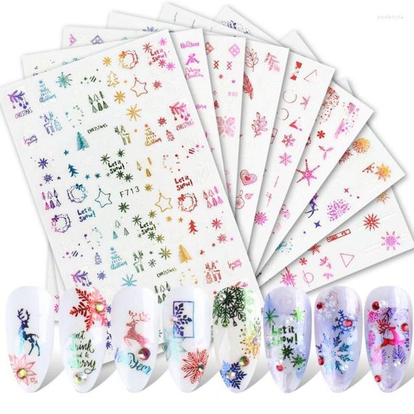 Adesivos decalques adesivos de unha Gloss 3D Efeitos Ultra Thin Christmas Gifts Art Glitter Foil Decor for Winter Decoration 2022 Prud22