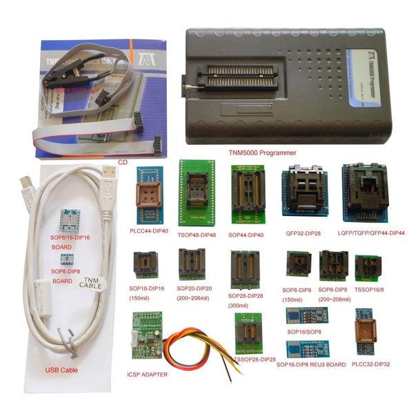 Circuiti integrati Programmatore USB TNM5000 Registratore di memoria Presa TSOP56 Programmazione rapida di tutte le memorie EPROM e FLASH Chip Nand per la riparazione