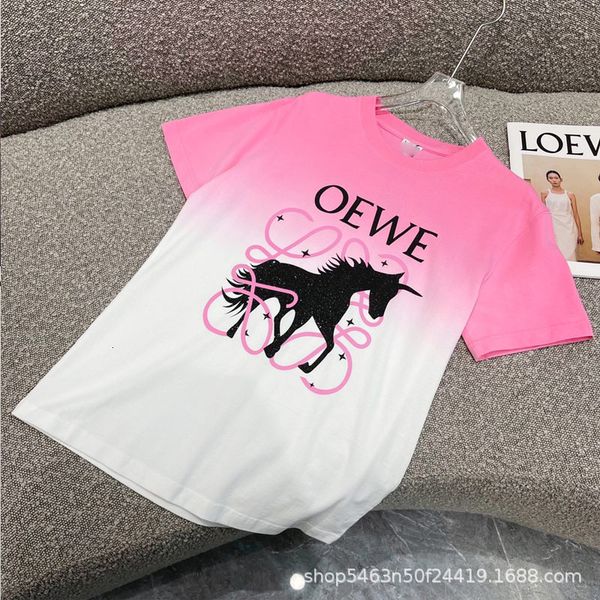 

women's hoodies & sweatshirts designer luo jiaxia couple letter unicorn print tone dyeing gradient short sleeve t-shirt 0qos, Black